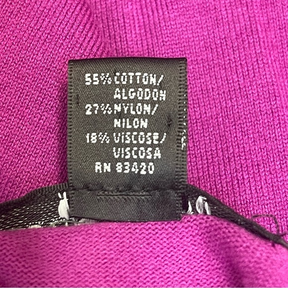 August Silk Heritage Short Sleeve Button Up Purple Cardigan Large - Picture 5 of 7